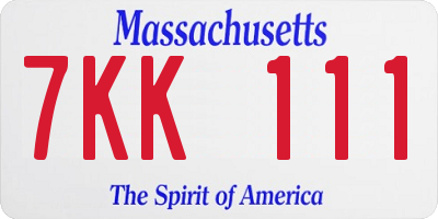 MA license plate 7KK111