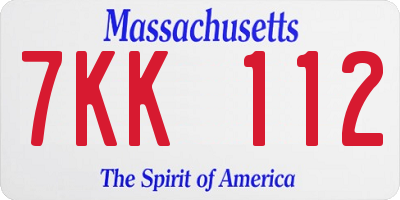 MA license plate 7KK112