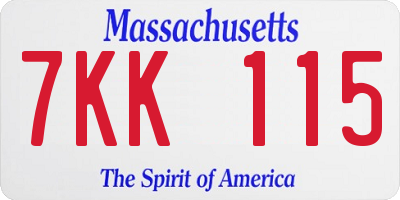 MA license plate 7KK115