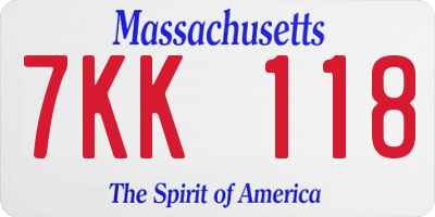 MA license plate 7KK118