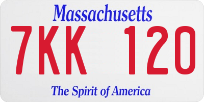 MA license plate 7KK120