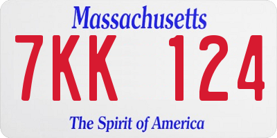 MA license plate 7KK124