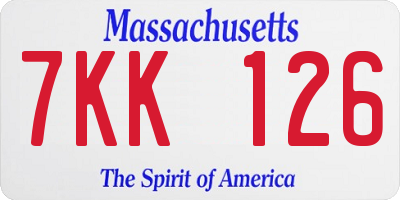 MA license plate 7KK126