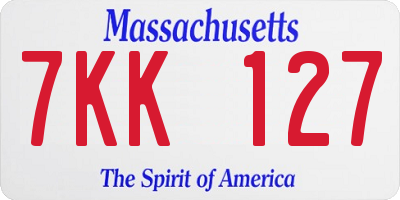 MA license plate 7KK127