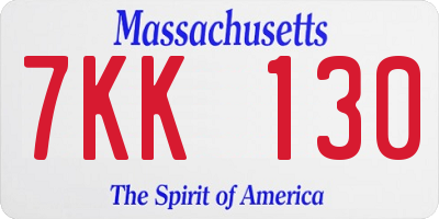 MA license plate 7KK130