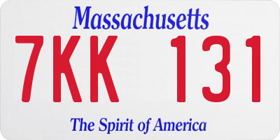 MA license plate 7KK131