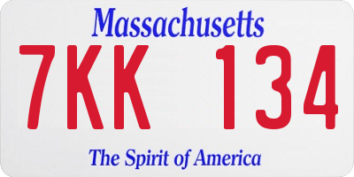 MA license plate 7KK134