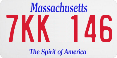 MA license plate 7KK146