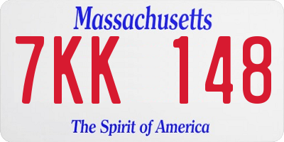 MA license plate 7KK148