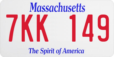 MA license plate 7KK149