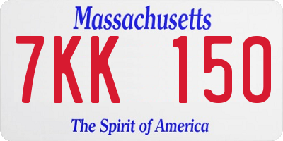 MA license plate 7KK150