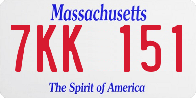 MA license plate 7KK151