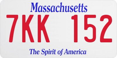 MA license plate 7KK152