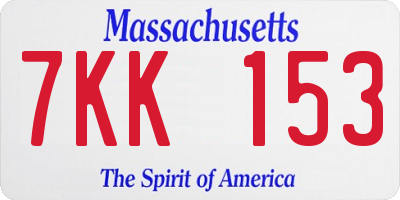 MA license plate 7KK153