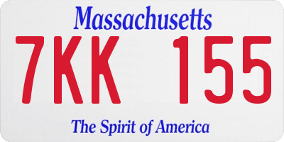 MA license plate 7KK155