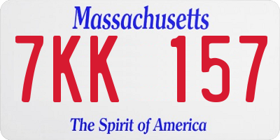 MA license plate 7KK157