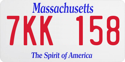 MA license plate 7KK158