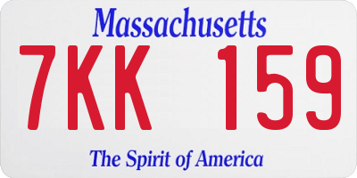 MA license plate 7KK159