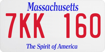 MA license plate 7KK160