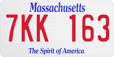 MA license plate 7KK163