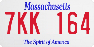 MA license plate 7KK164