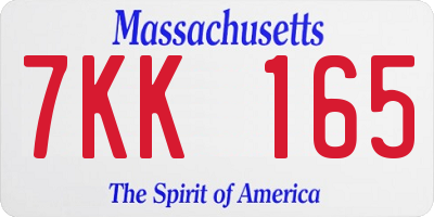 MA license plate 7KK165