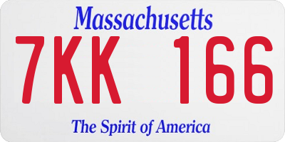 MA license plate 7KK166