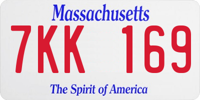 MA license plate 7KK169