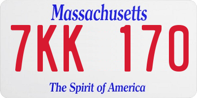 MA license plate 7KK170