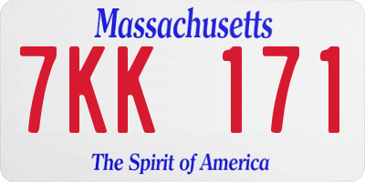 MA license plate 7KK171