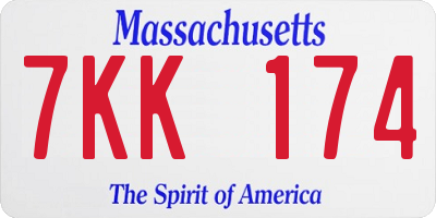 MA license plate 7KK174