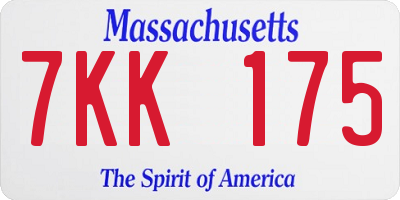 MA license plate 7KK175