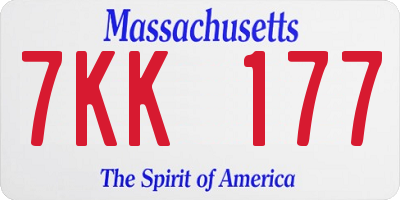 MA license plate 7KK177