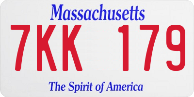 MA license plate 7KK179