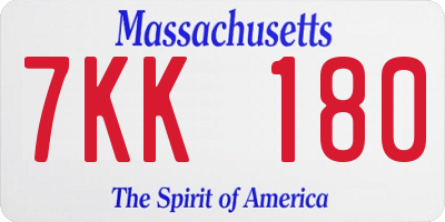 MA license plate 7KK180