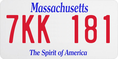 MA license plate 7KK181