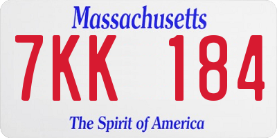 MA license plate 7KK184