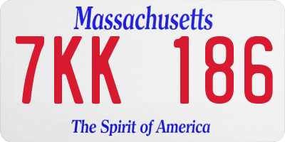 MA license plate 7KK186