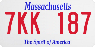 MA license plate 7KK187