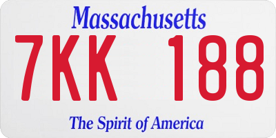 MA license plate 7KK188