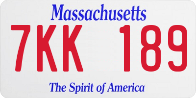 MA license plate 7KK189