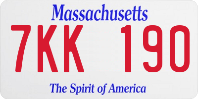 MA license plate 7KK190