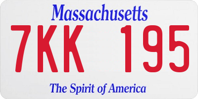 MA license plate 7KK195