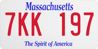 MA license plate 7KK197