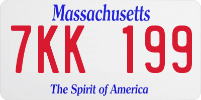 MA license plate 7KK199