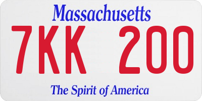 MA license plate 7KK200