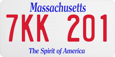 MA license plate 7KK201