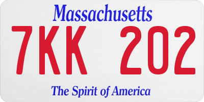 MA license plate 7KK202