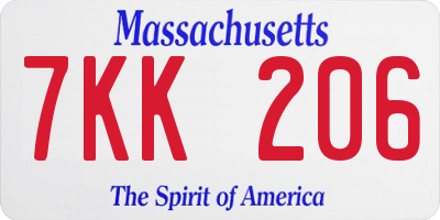 MA license plate 7KK206