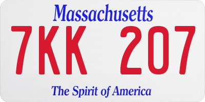 MA license plate 7KK207